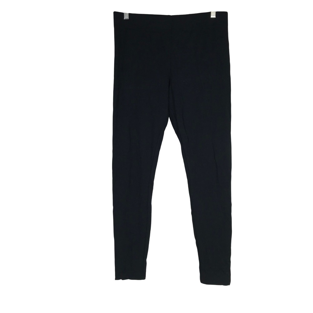 Soma Essential Leggings Womens Medium Black Solid Rayon Stretch Slim Fit 0521